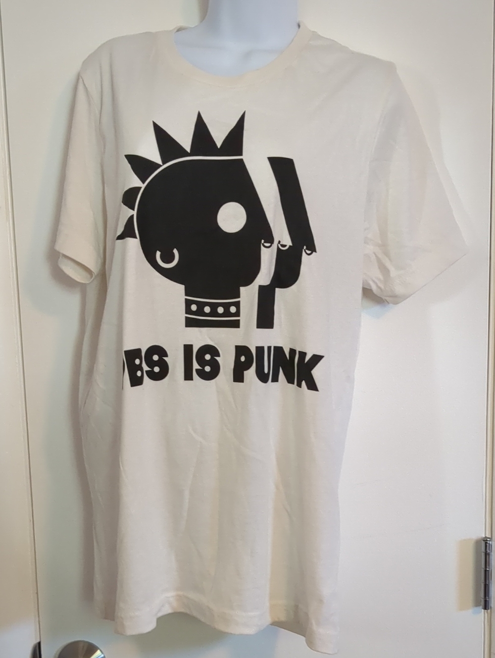 "PBS IS PUNK" Graphic T-Shirt Two Crow Collective Men's M White
